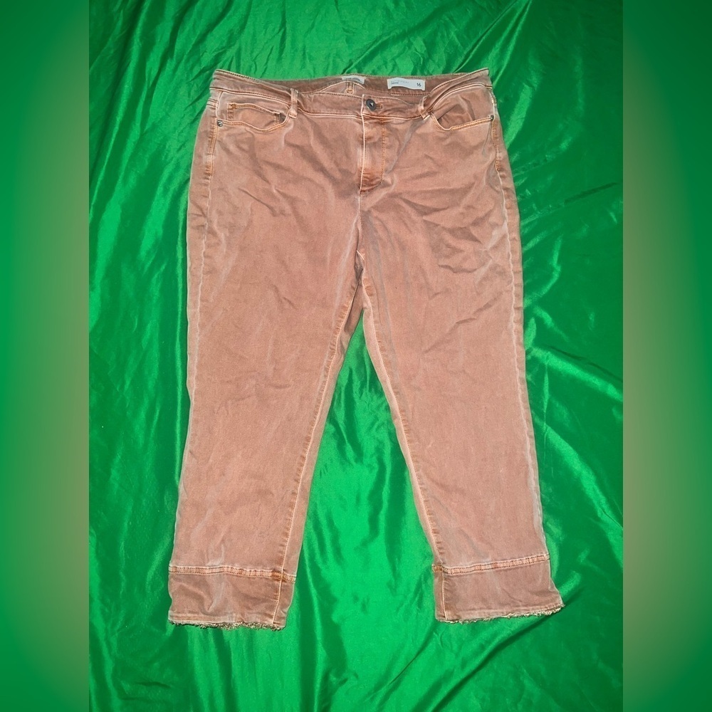 J. Jill Women's Peach Cropped Stretch Jeans size 16